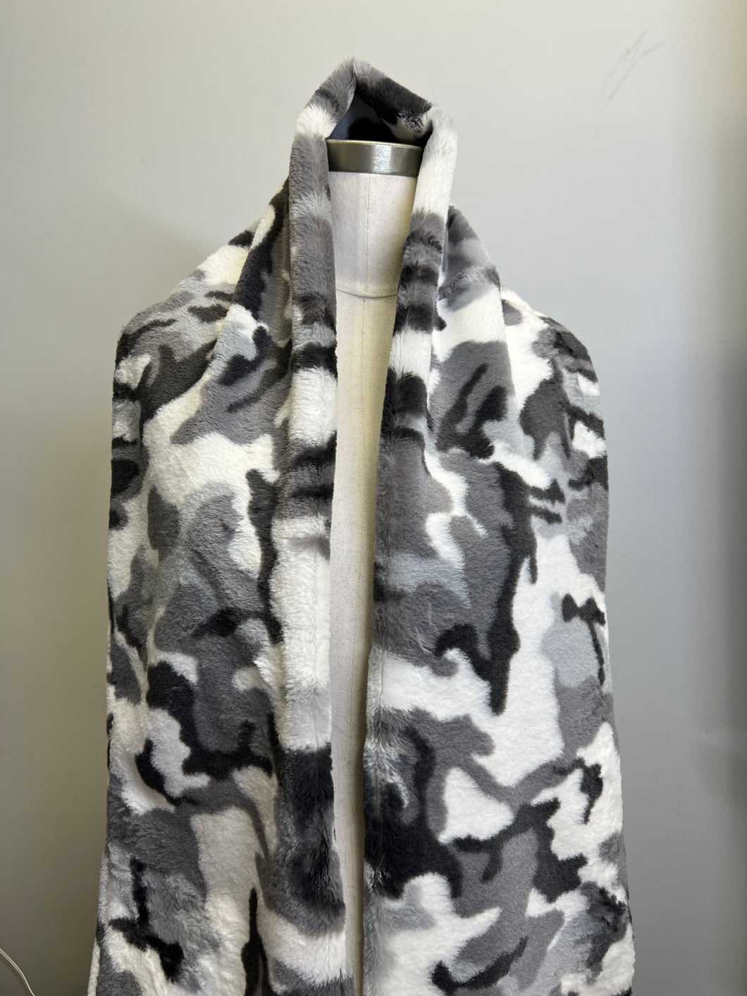 Double Sided Grey Camo Open End Scarf