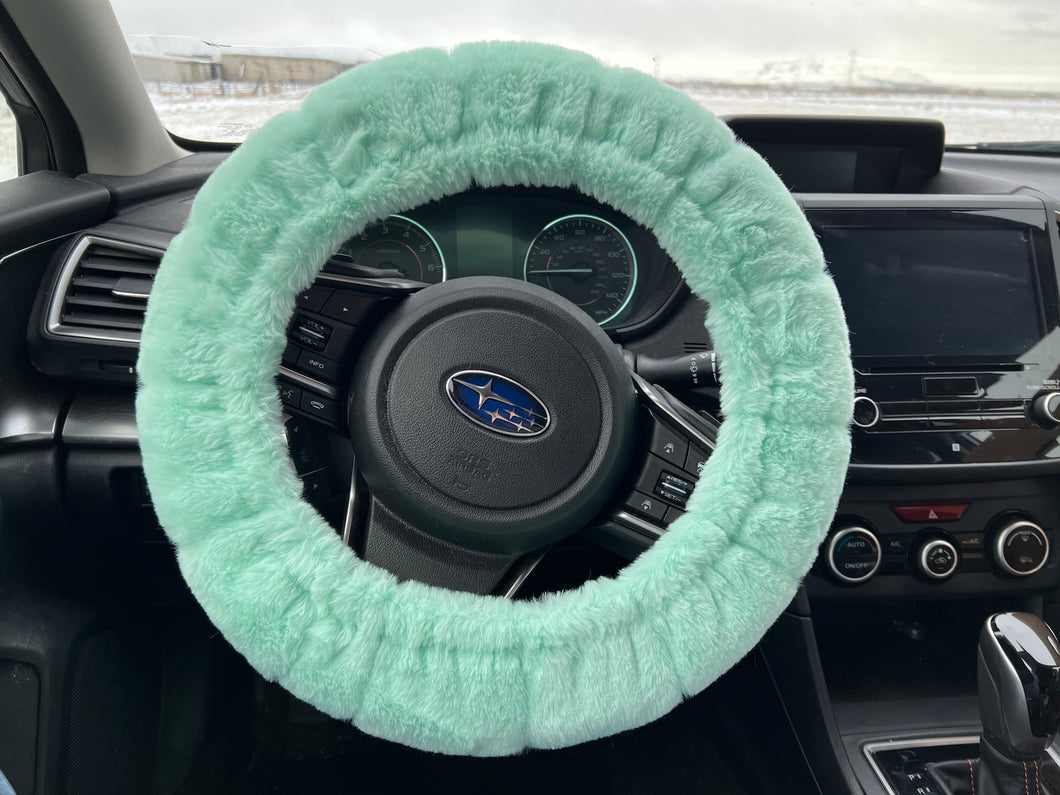 Mint Koala Car Steering Wheel & Seatbelt Cover Set